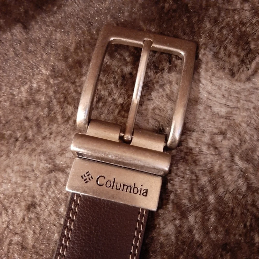Columbia Genuine Leather Belt Men's 38 Brown Casual Office Minimalist Modern